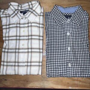 VTG Lot of 2 Lands End collared Plaid Flannel Shirts - NOS